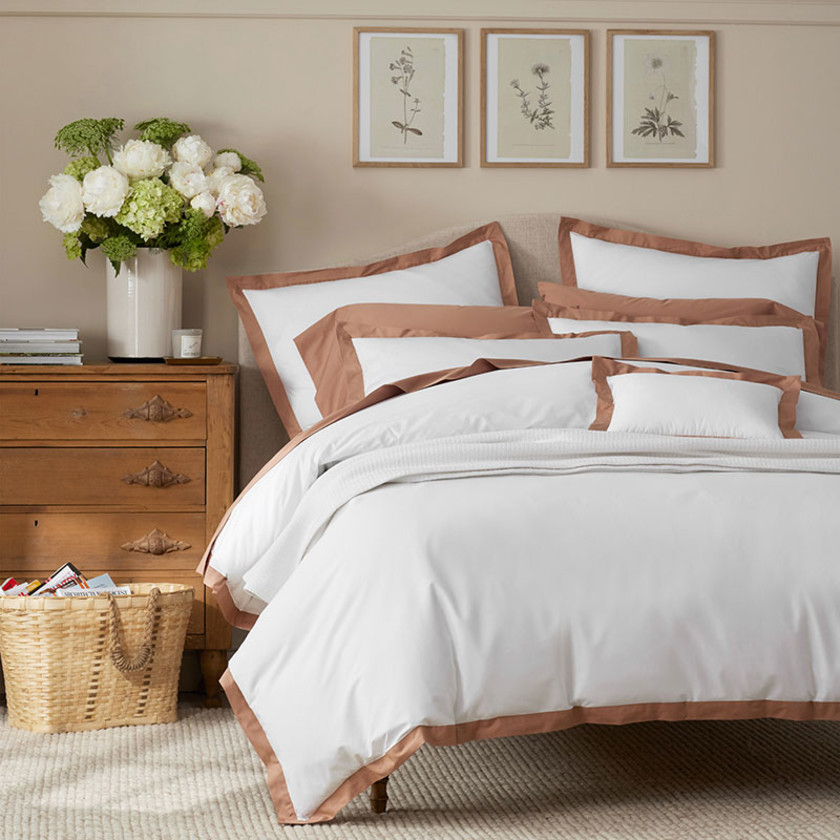 Solid Border Classic Cool Cotton Percale Sham - Clay, Boudoir,Clay