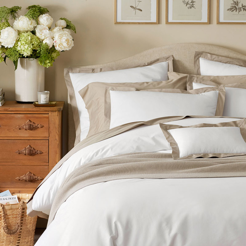 Solid Border Classic Cool Cotton Percale Sham - Cocoa, Boudoir,Cocoa