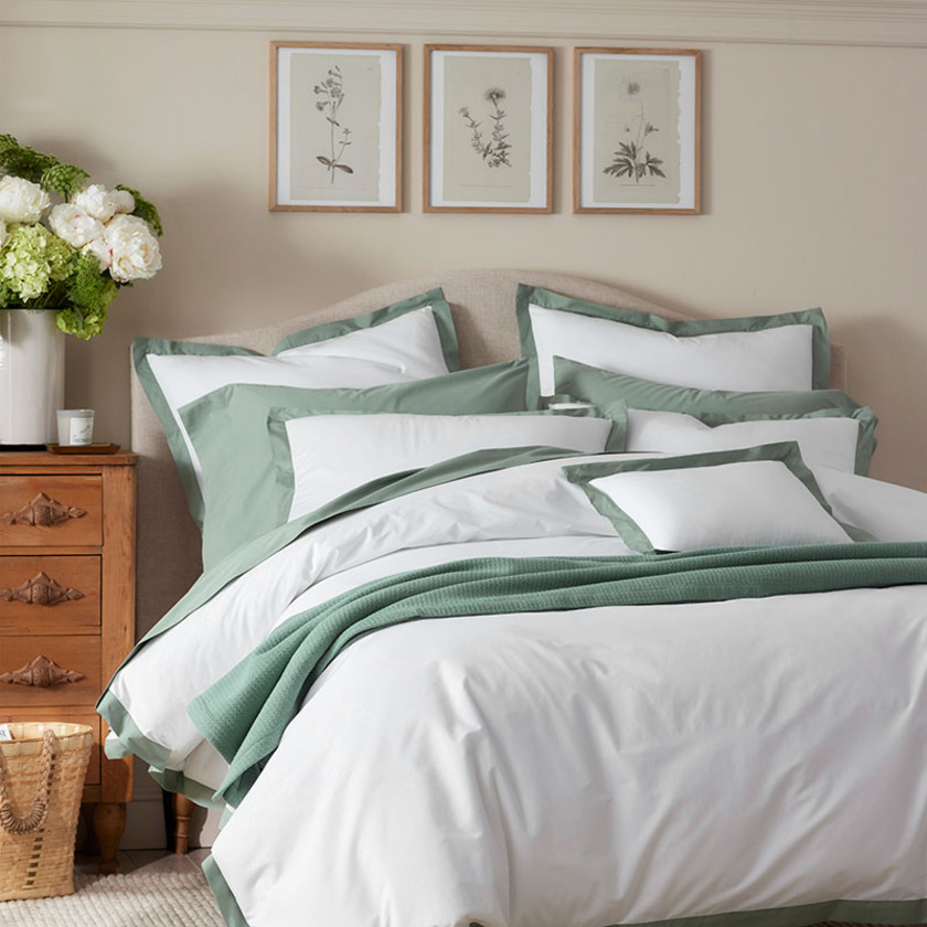 Solid Border Classic Cool Cotton Percale Sham - Thyme, Boudoir,Thyme
