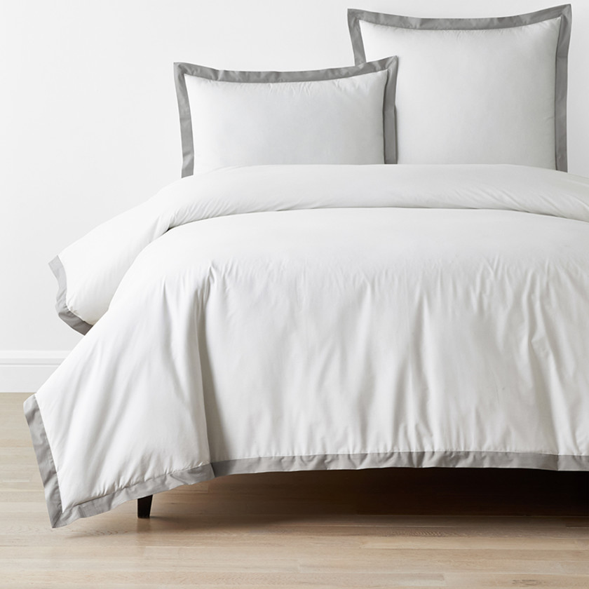 Solid Border Classic Cool Cotton Percale Duvet Cover