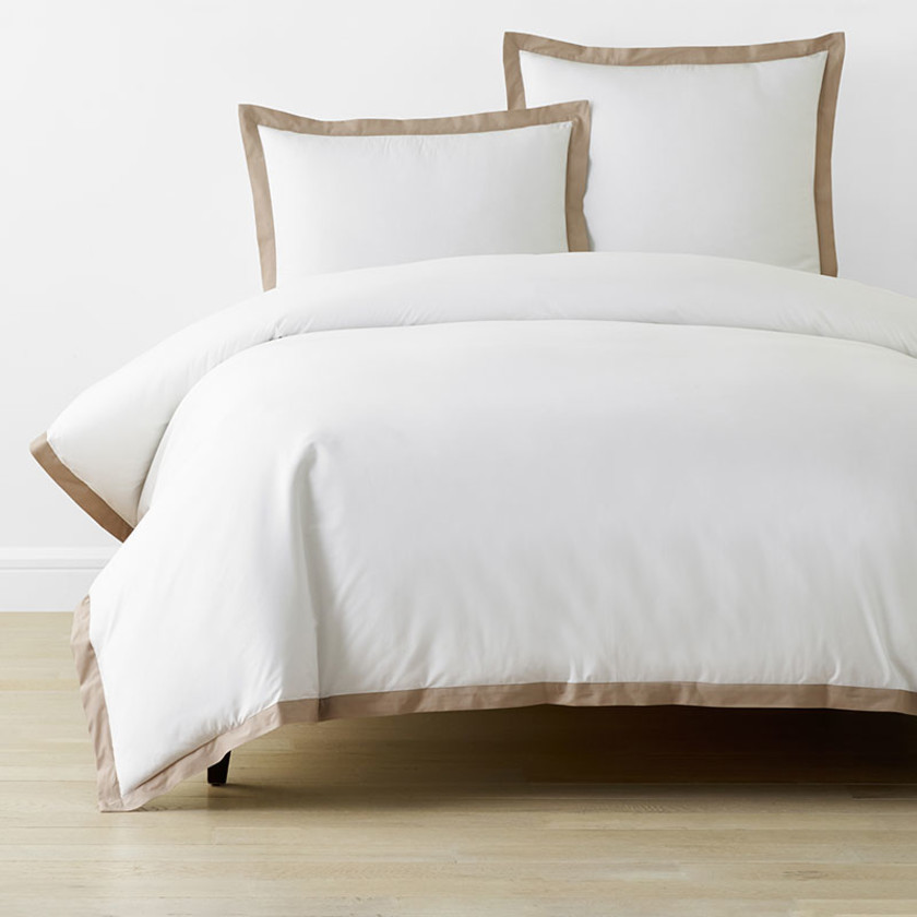 Solid Border Classic Cool Cotton Percale Duvet Cover