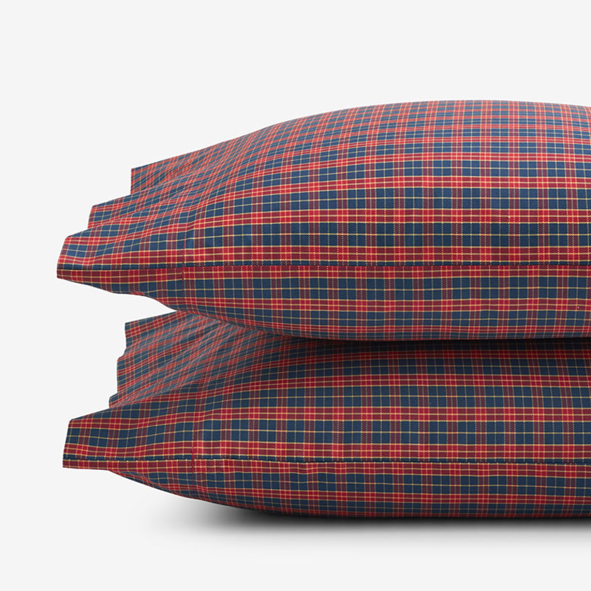 Christmas Plaid Classic Cool Cotton Percale Pillowcase Set