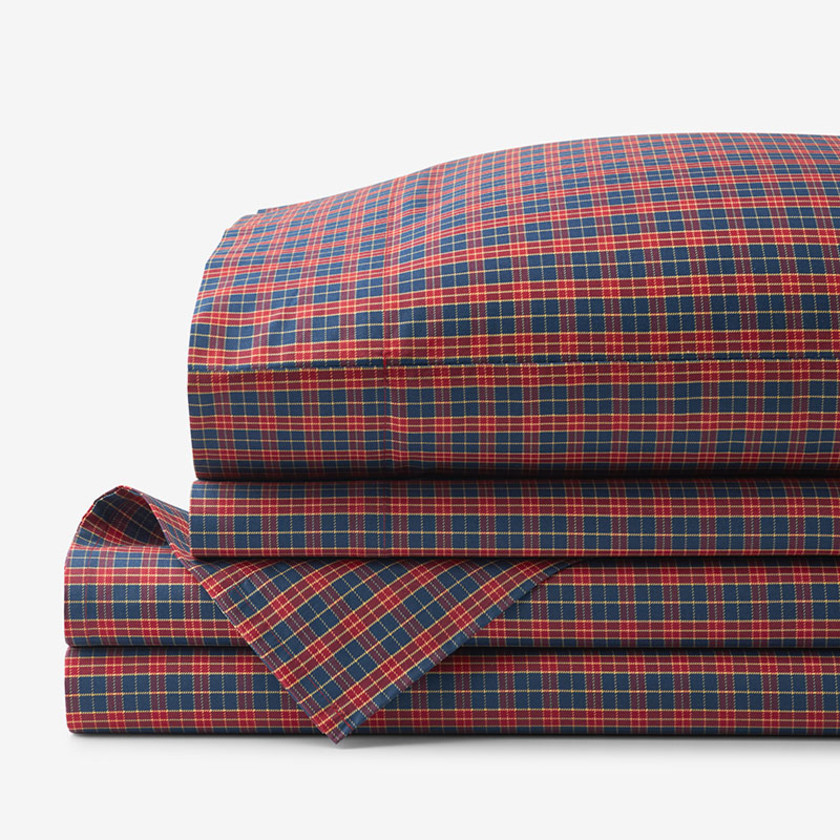 Christmas Plaid Classic Cool Cotton Percale Bed Sheet Set