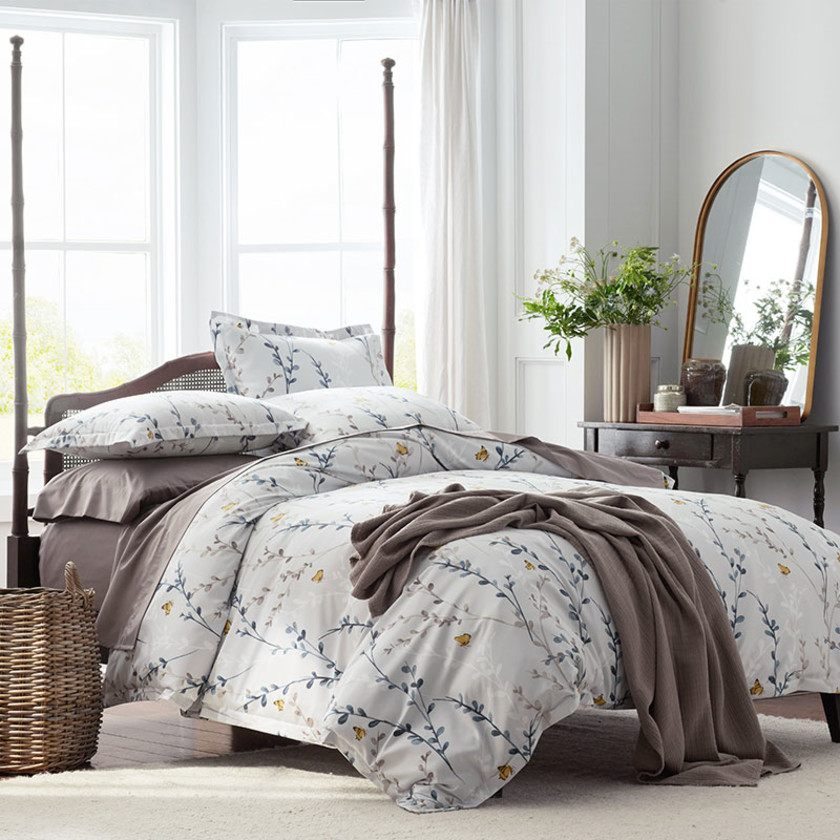 Spring Buds Premium Smooth Wrinkle-Free Sateen Sham - Gray Multi, Standard,Gray Multi