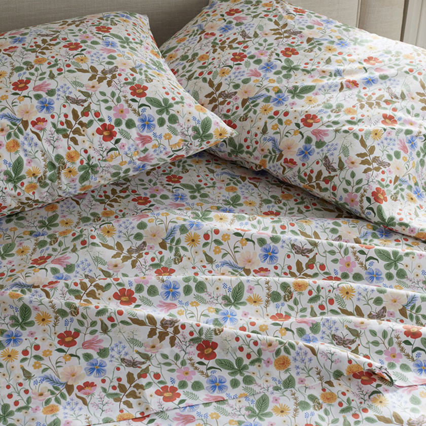 Strawberry Fields Classic Cool Cotton Percale Pillowcase Set - White Multi, Standard,White Multi