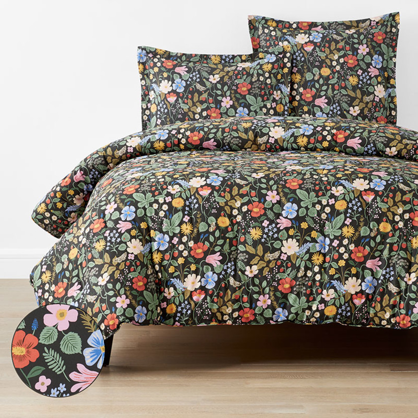 Strawberry Fields Classic Cool Cotton Percale Comforter - Black Multi, Twin/Twin XL,Black Multi
