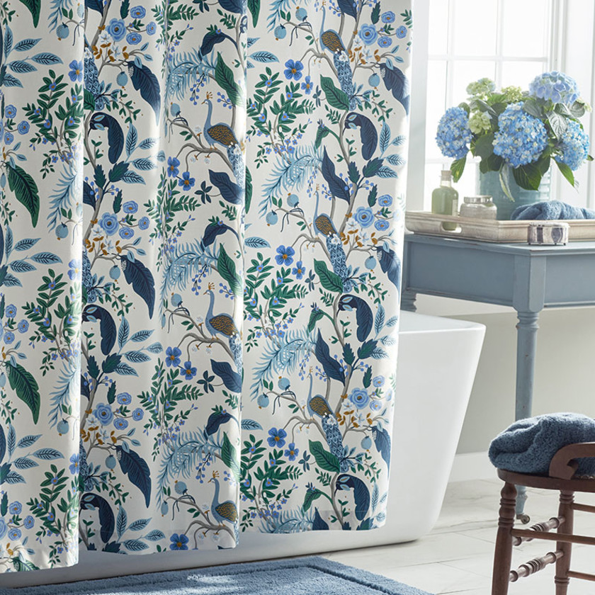 Peacock Classic Smooth Sateen Shower Curtain - Ivory Multi,Ivory Multi