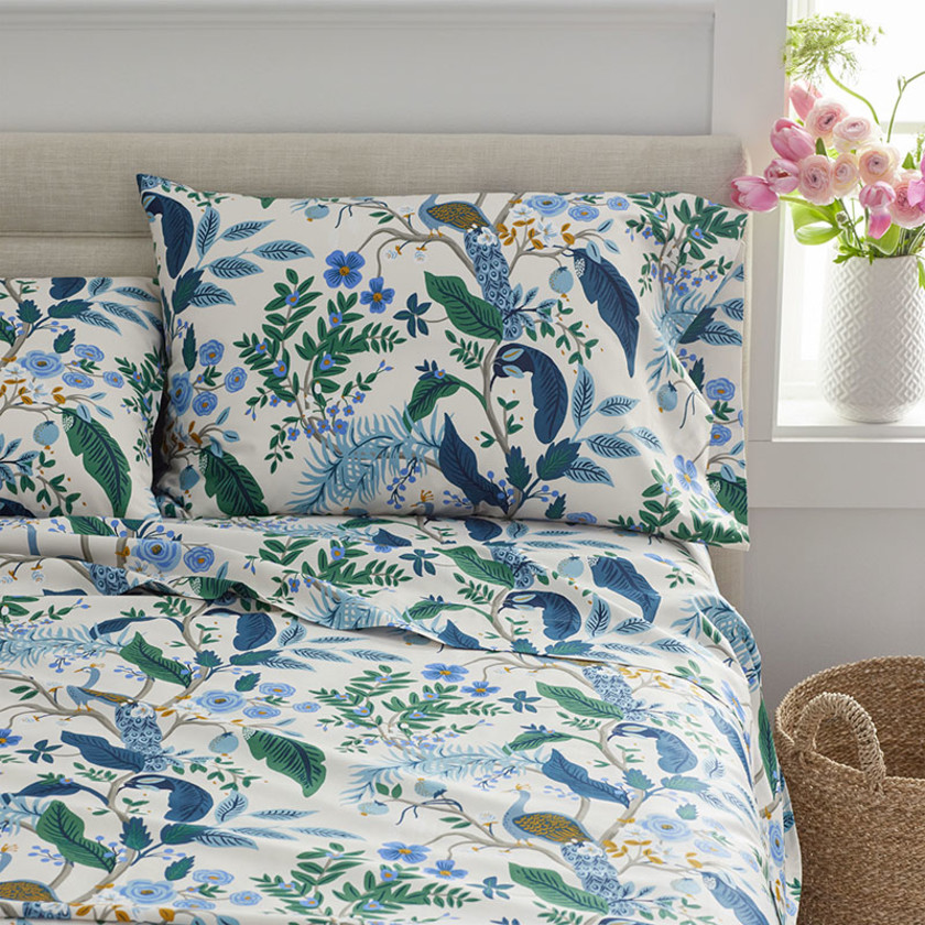Peacock Classic Smooth Sateen Pillowcase Set - Ivory Multi, Standard,Ivory Multi