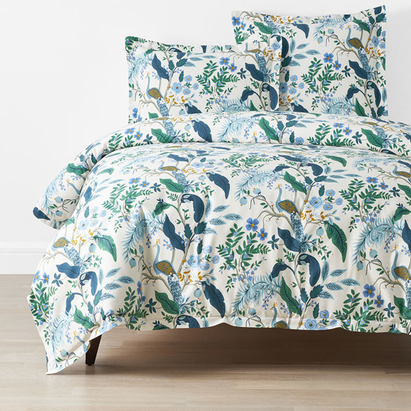 Peacock Classic Smooth Sateen Duvet Cover - Ivory Multi, Twin/Twin XL,Ivory Multi