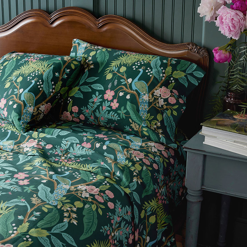Peacock Classic Smooth Sateen Bed Sheet Set - Evergreen, Twin,Evergreen