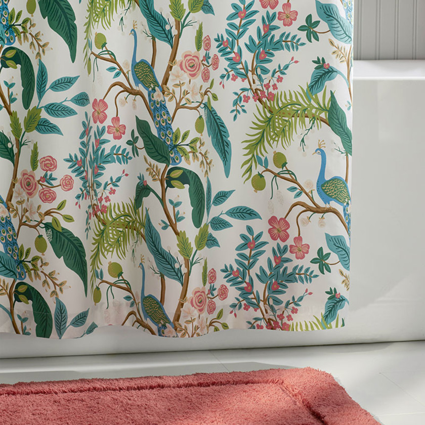 Peacock Classic Smooth Sateen Shower Curtain - Cream,Cream
