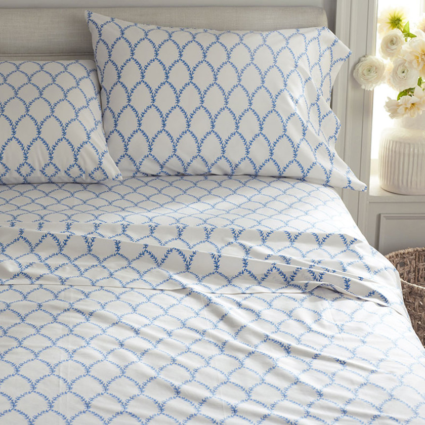 Laurel Classic Smooth Sateen Pillowcase Set - Blue, Standard,Blue