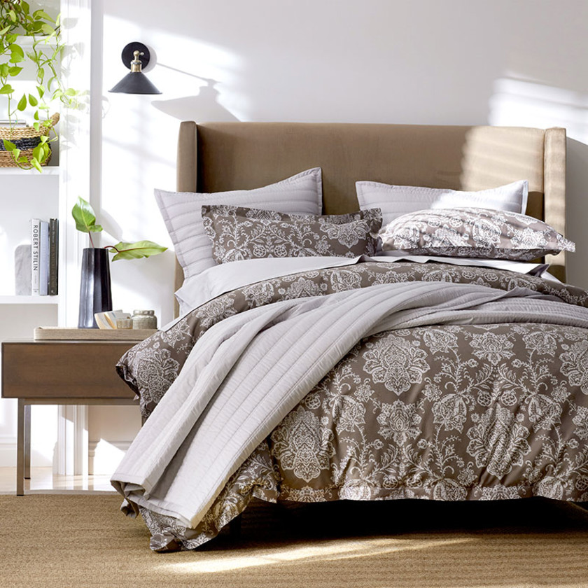 Imperial Damask Luxe Smooth Sateen Sham - Mocha, Standard,Mocha