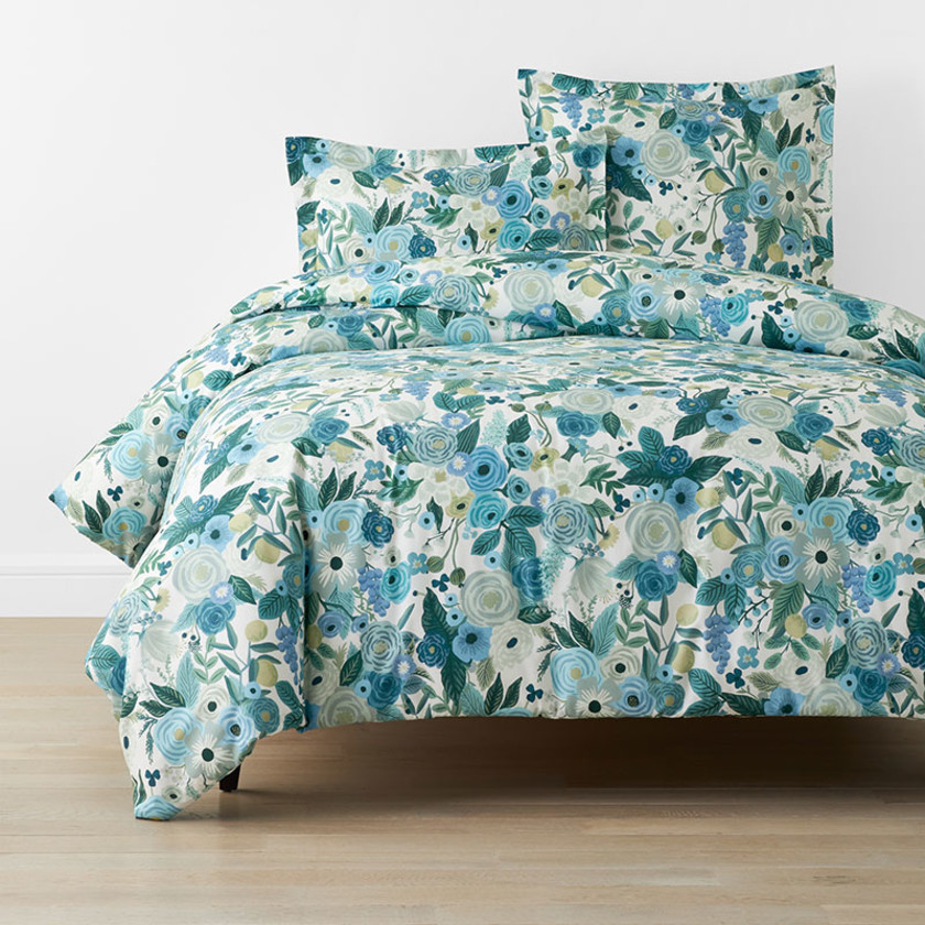 Garden Party Classic Cool Cotton Percale Duvet Cover - Teal, Twin/Twin XL,Teal