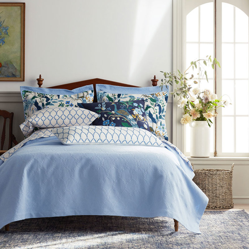 Laurel Matelasse Sham - Blue, Standard,Blue