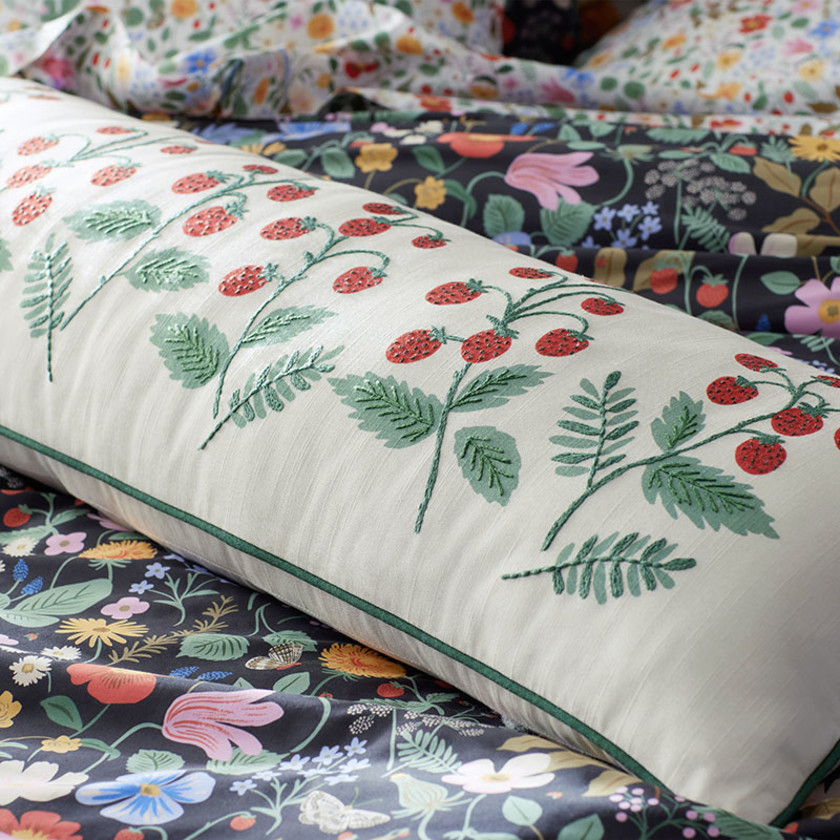 Strawberry Fields Decorative Lumbar Pillow Cover - Cream Multi,Cream Multi