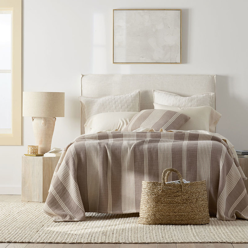 Marque Stripe Blanket - Taupe, King,Taupe