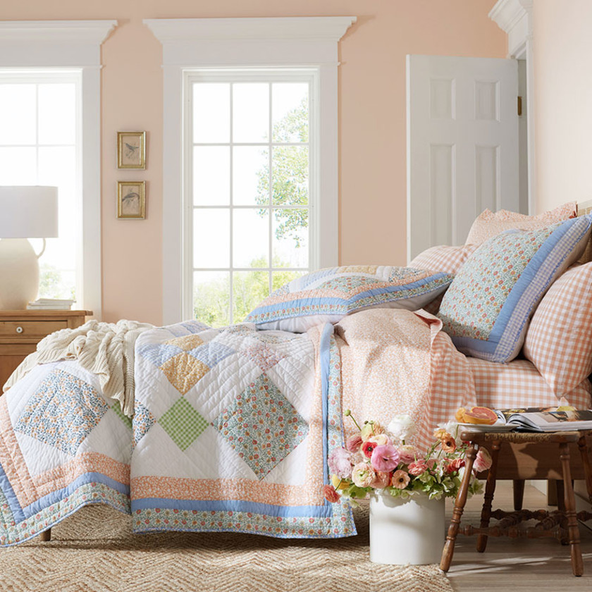 Leena Diamond Patchwork Quilted Sham - Multi, King,Multi