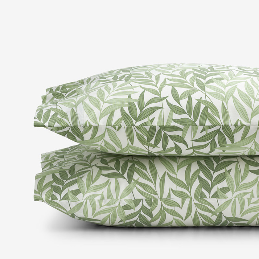 Tulum Leaf Classic Cool Cotton Percale Pillowcase Set