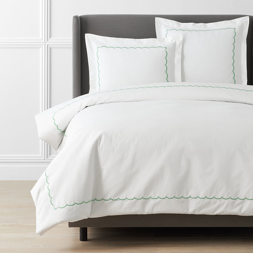 Scallop Embroidered Premium Cool Egyptian Percale Duvet Cover