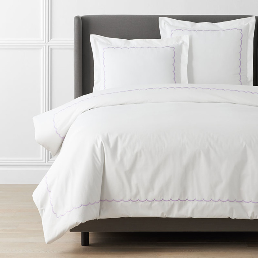 Scallop Embroidered Premium Cool Egyptian Percale Duvet Cover