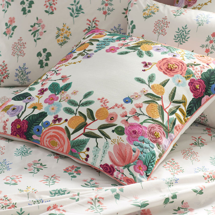 Garden Party Decorative Square Pillow Cover - Ivory Multi,Ivory Multi