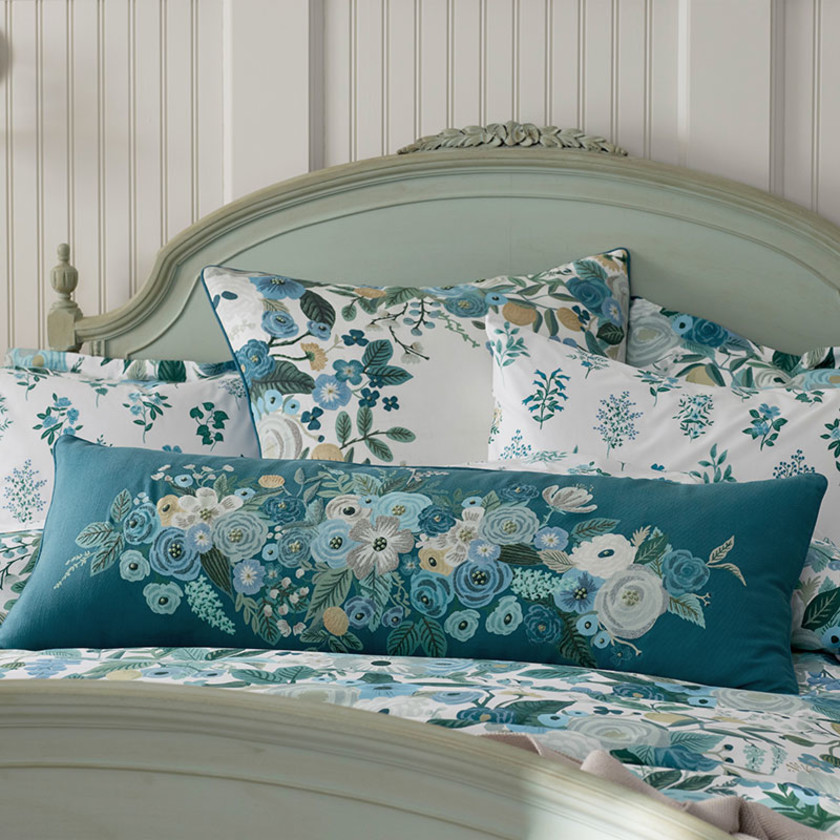 Garden Party Decorative Lumbar Pillow Cover - Blue Multi,Blue Multi