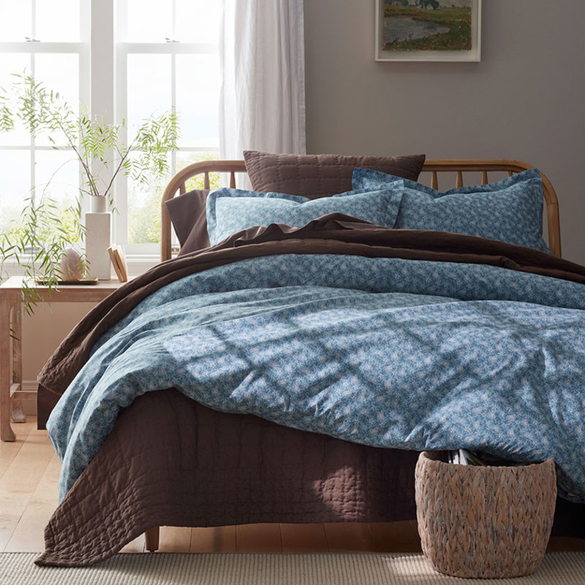 Mini Floral Vine Classic Cool Percale Sham - Blue, King,Blue