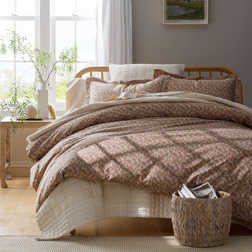 Mini Floral Vine Classic Cool Percale Sham - Clay, Standard,Clay