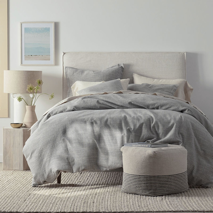 Textured Stripe Sham - Blue, Standard,Blue