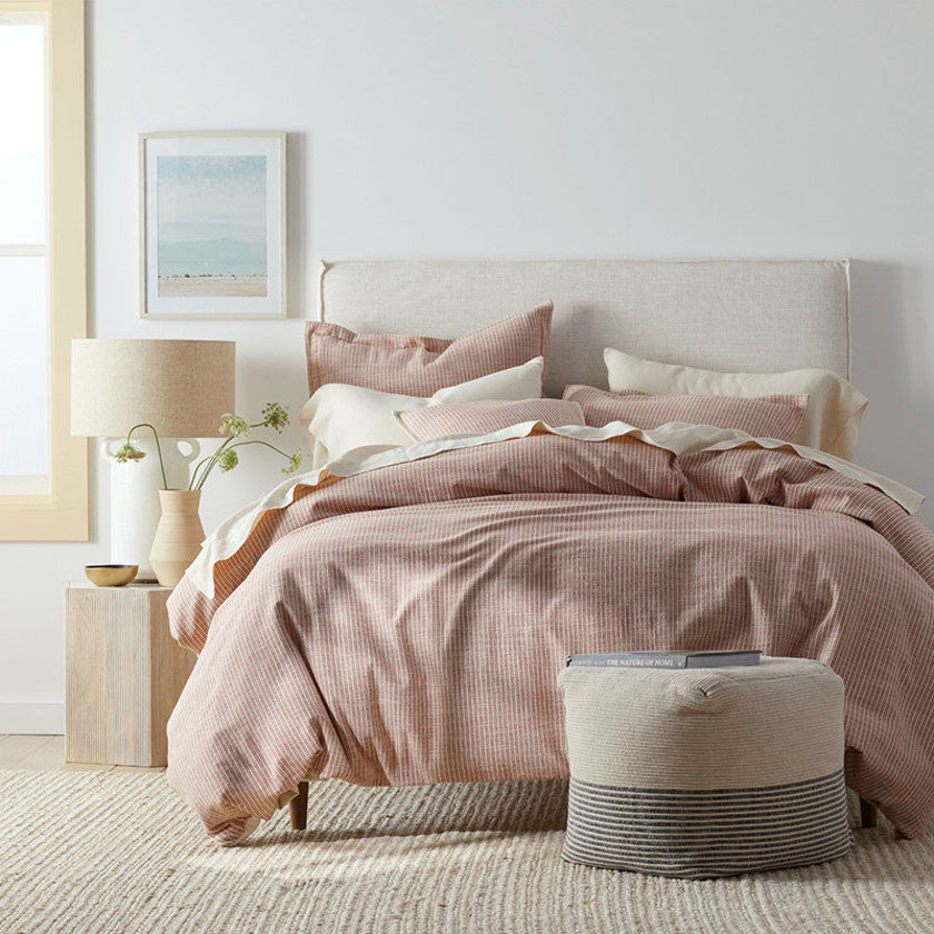Textured Stripe Sham - Clay, Standard,Clay
