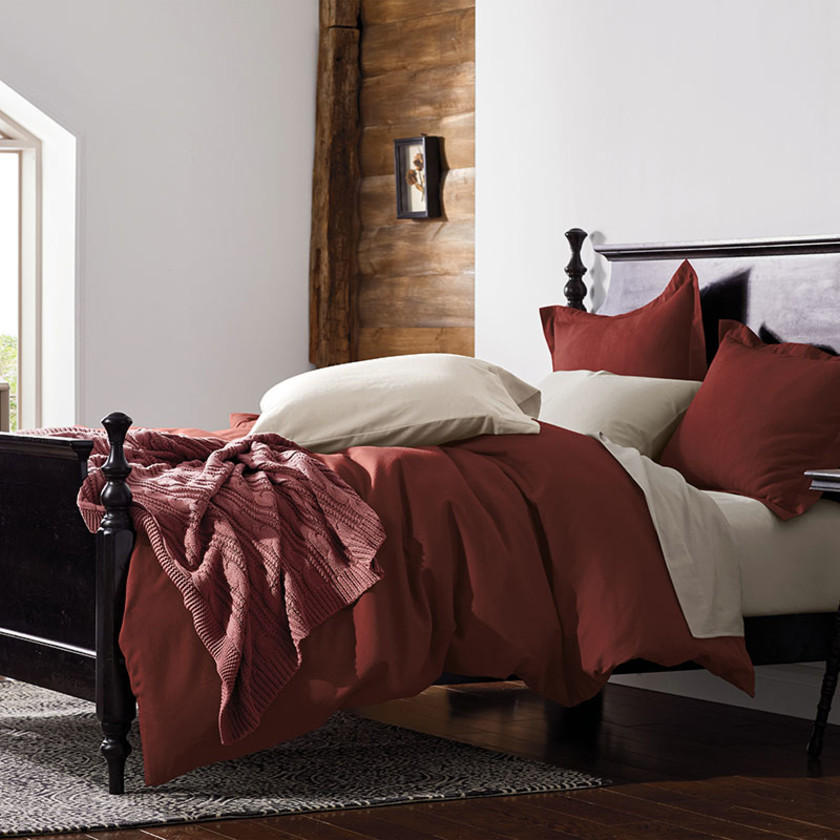 Classic Ultra-Cozy Cotton Velvet Flannel Pillowcase Set - Rust, Standard,Rust