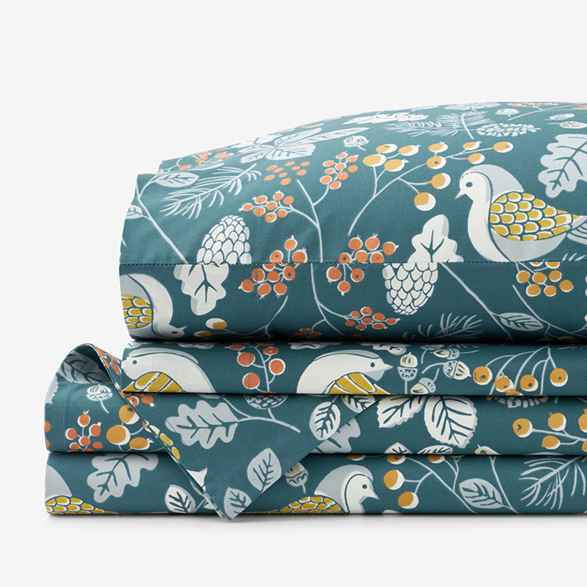 Swallow Leaf Classic Cool Cotton Percale Bed Sheet Set