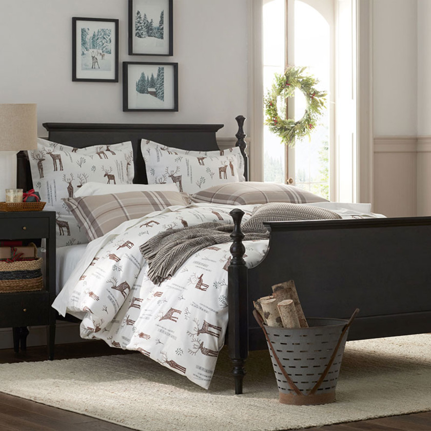 Holiday Print Classic Ultra-Cozy Cotton Velvet Flannel Sham - Oh Deer, Standard,Oh Deer