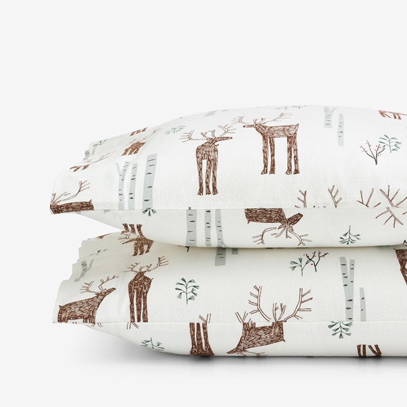 Holiday Print Classic Ultra-Cozy Cotton Velvet Flannel Pillowcase Set