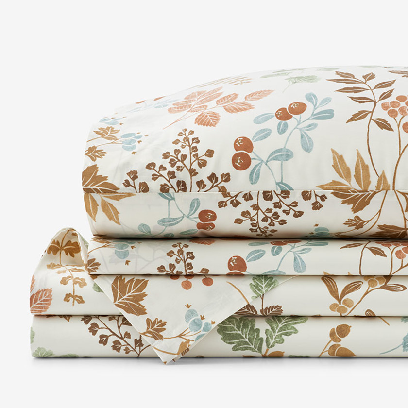 Autumnus Leaf Classic Cool Cotton Percale Bed Sheet Set