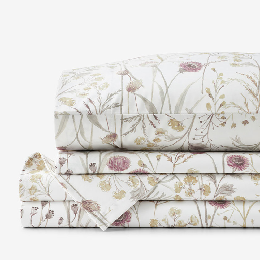 Thistle Flower Premium Smooth Wrinkle Free Sateen Bed Sheet Set