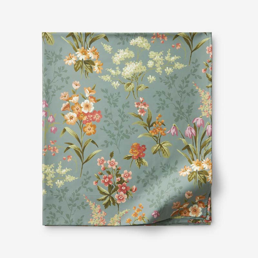 Blooming Elegance Premium Smooth Wrinkle-Free Sateen Flat Bed Sheet