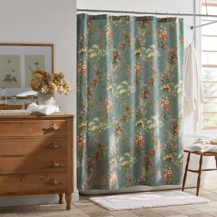 Blooming Elegance Premium Smooth Wrinkle-Free Sateen Shower Curtain