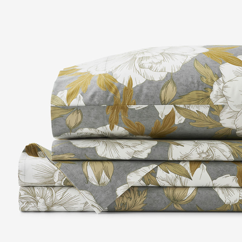 Peonies Classic Smooth Sateen Bed Sheet Set