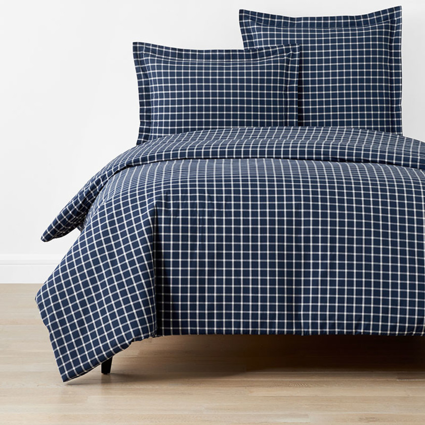 Classic Stripes and Plaids Cool Yarn-Dyed Cotton Percale Duvet Cover