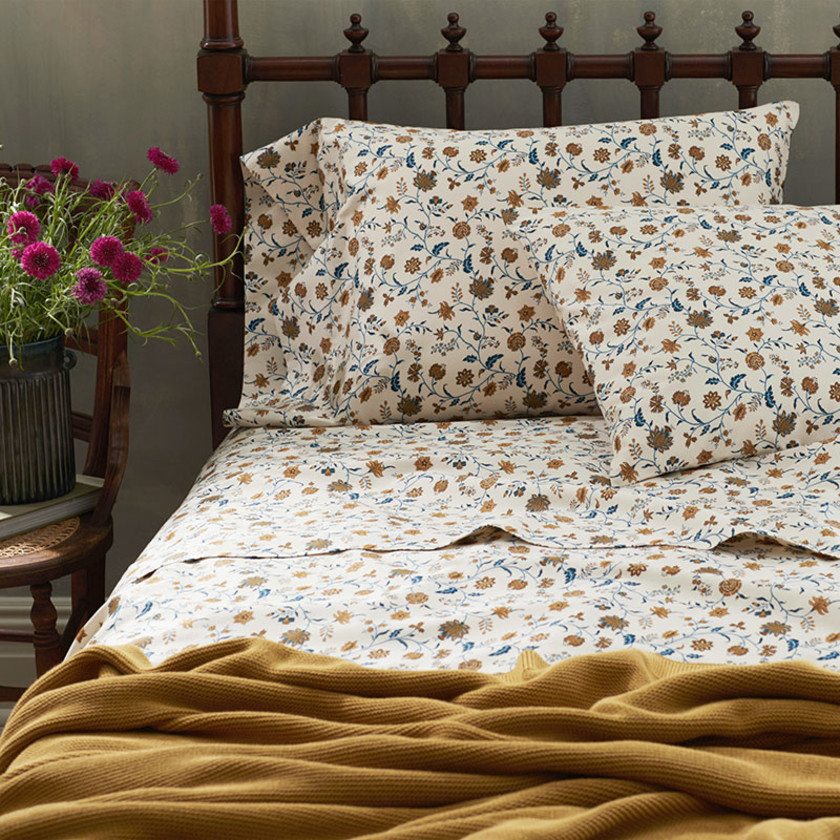 Misha Floral Premium Smooth Sateen Bed Sheet Set - Cream Multi, Twin,Cream Multi