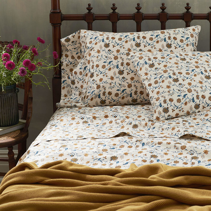 Misha Floral Premium Smooth Sateen Fitted Bed Sheet - Cream Multi, Twin