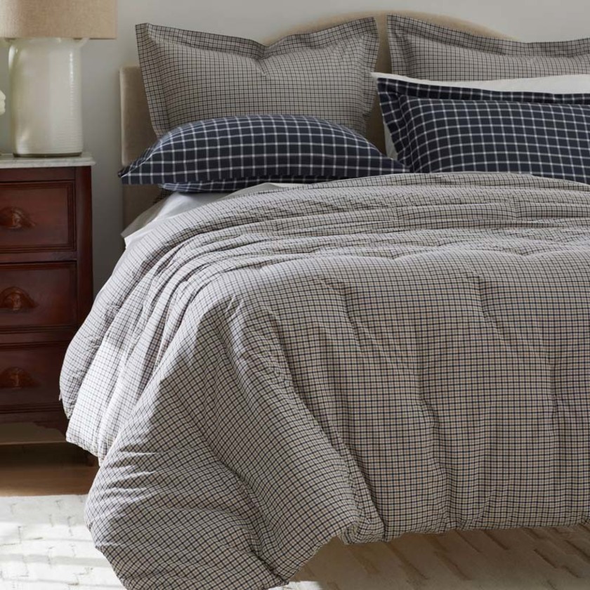 Classic Stripes and Plaids Cool Yarn-Dyed Cotton Percale Comforter - Mini Check Multi, Twin/Twin XL,Mini Check Multi