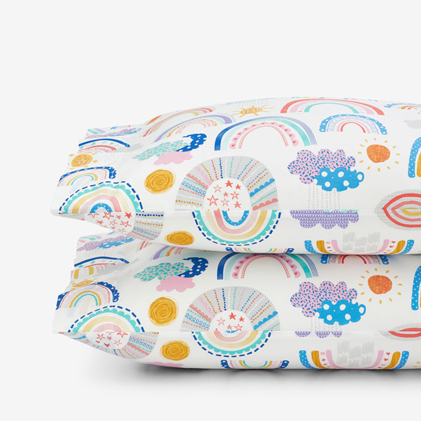 Magical Rainbows Classic Cool Organic Cotton Percale Pillowcase Set