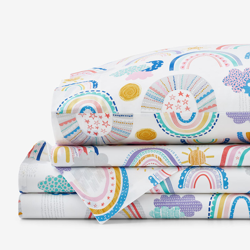 Magical Rainbows Classic Cool Organic Cotton Percale Bed Sheet Set