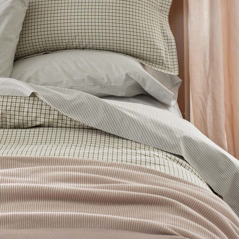 Classic Stripes and Plaids Cool Yarn-Dyed Cotton Percale Bed Sheet Set - Stripe Green, Twin XL,Stripe Green