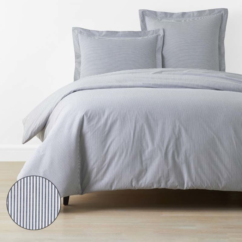 Classic Stripes and Plaids Cool Yarn-Dyed Cotton Percale Duvet Cover