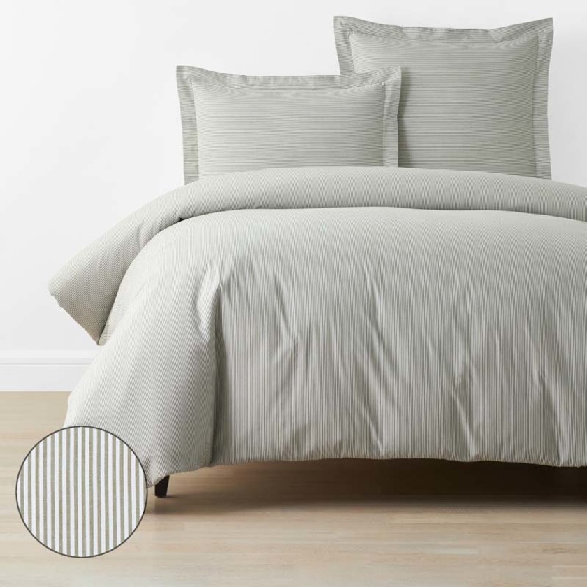 Classic Stripes and Plaids Cool Yarn-Dyed Cotton Percale Duvet Cover