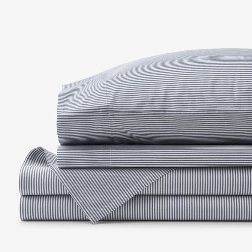 Classic Stripes and Plaids Cool Yarn-Dyed Cotton Percale Bed Sheet Set